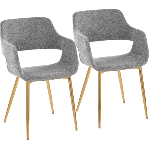 Margarite Dining Accent Chair in Gold & Grey Fabric (Set of 2)